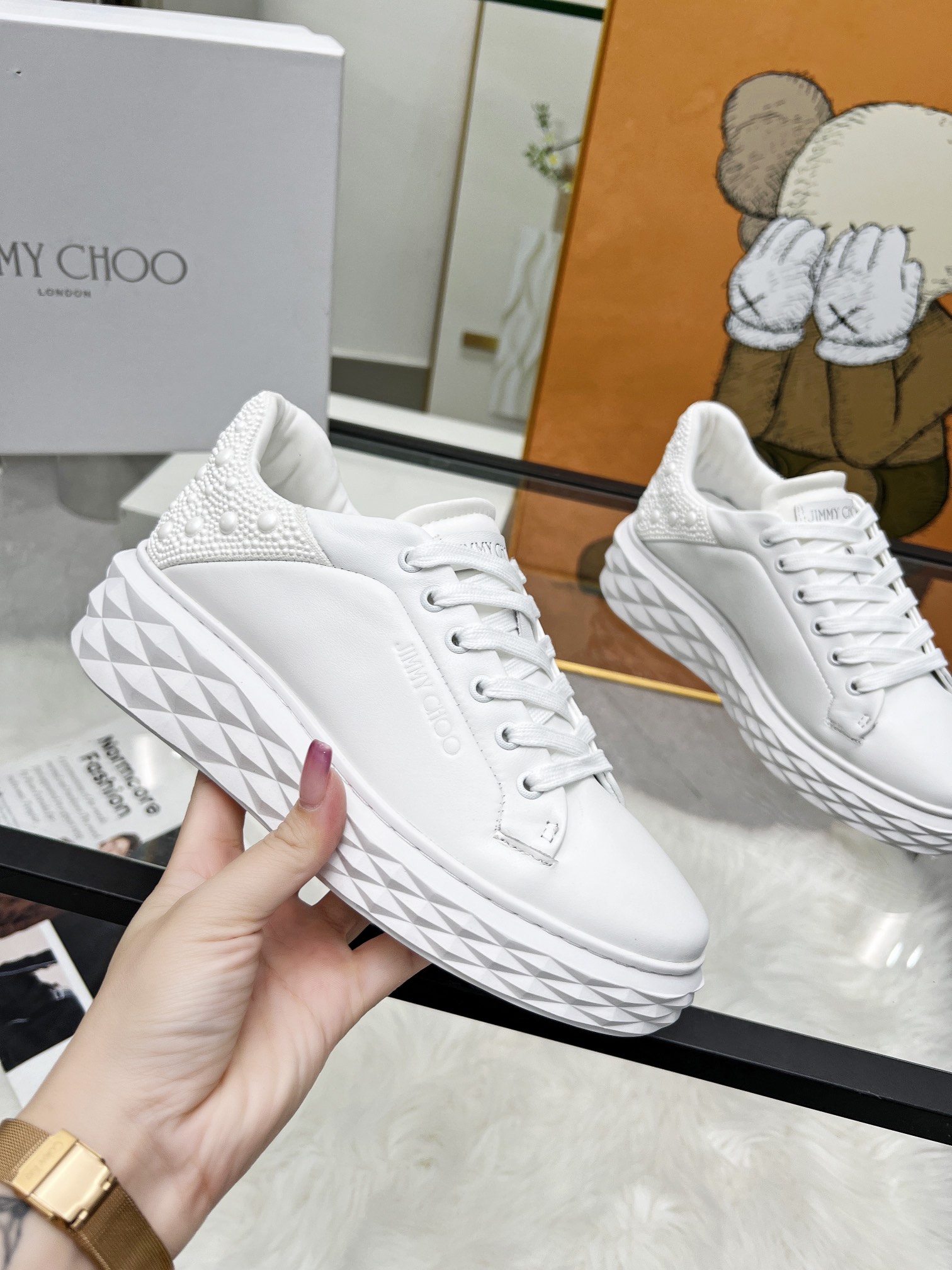 Jimmy Choo Diamond Pearl Sneakers White