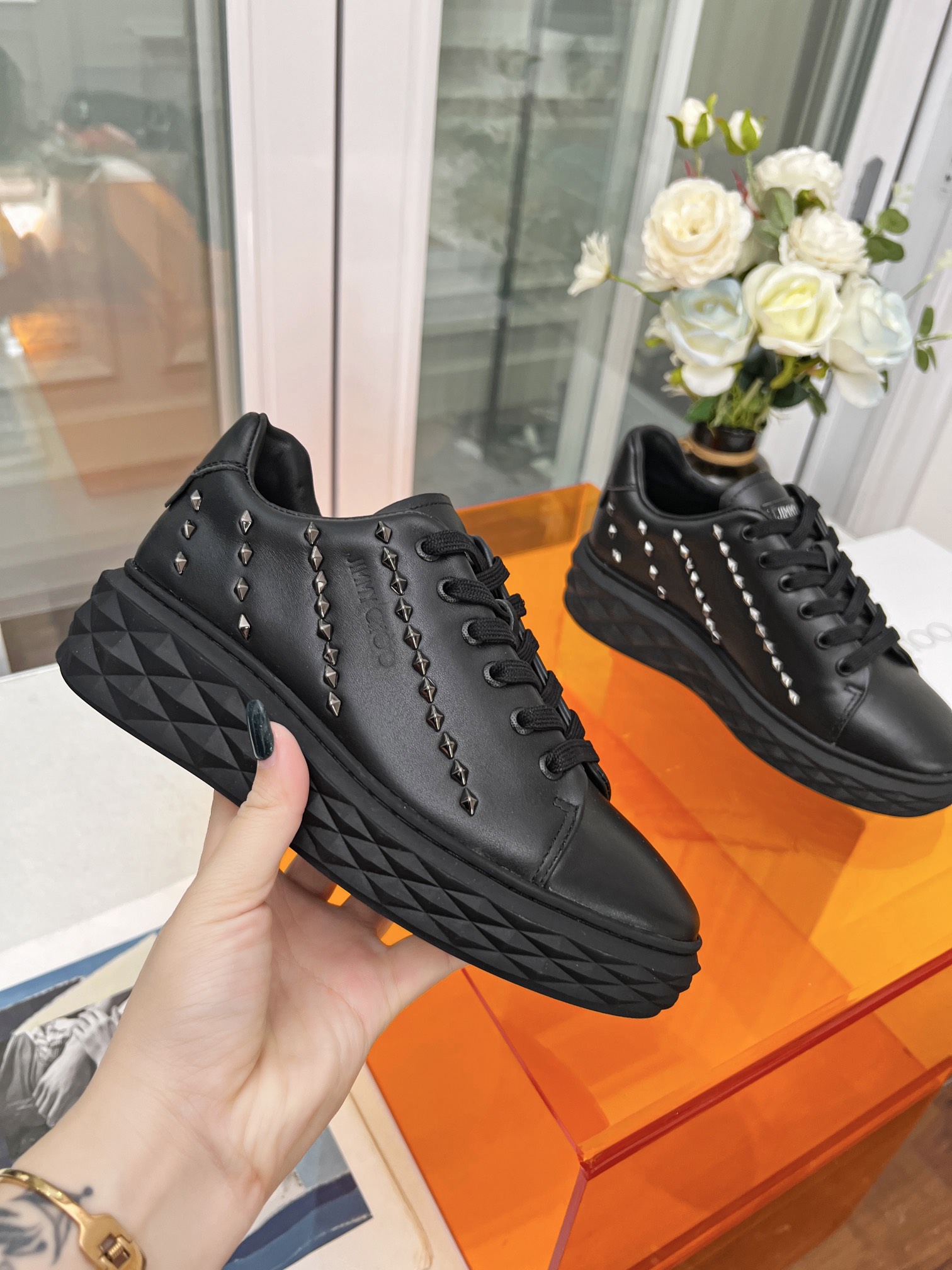 Jimmy Choo Diamond Stud Sneakers Black