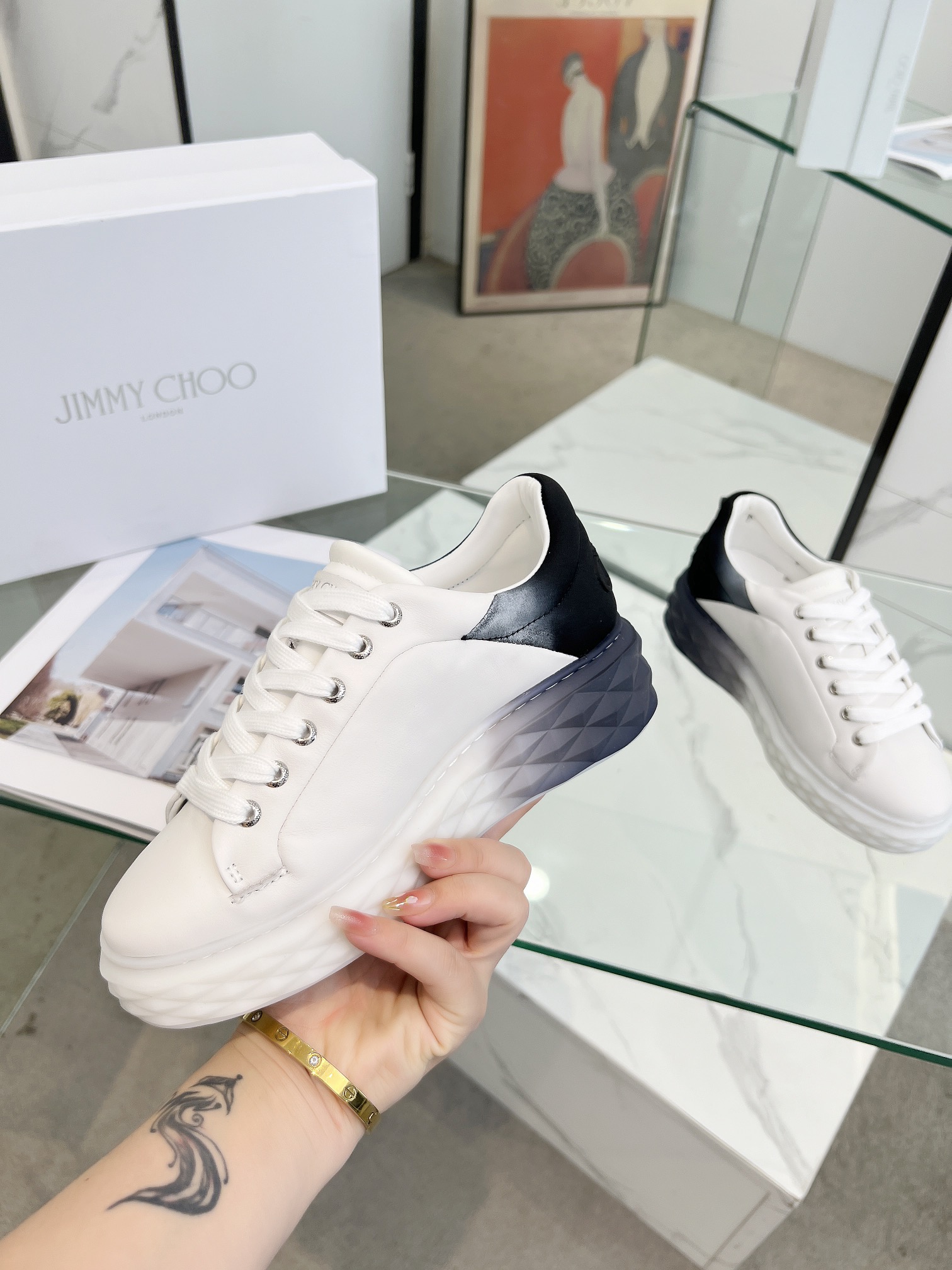 Jimmy Choo Diamond Sneakers White/Black