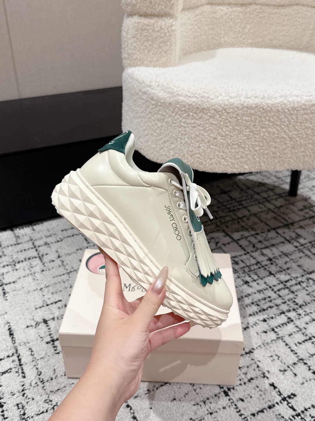 Jimmy Choo Fringe Platform Golf Sneakers Green