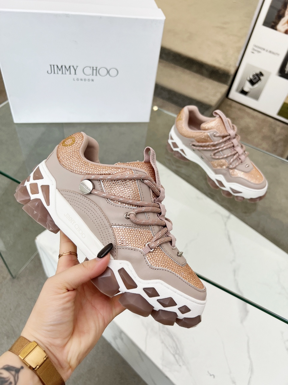 Jimmy Choo Diamond X II Dad Sneakers Pink