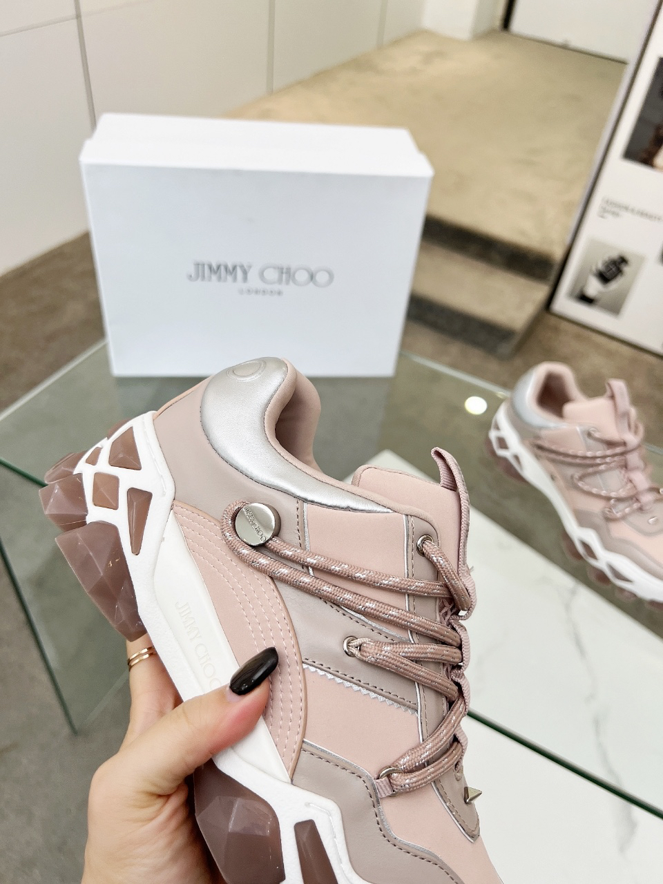 Jimmy Choo Diamond X II Dad Sneakers Pink