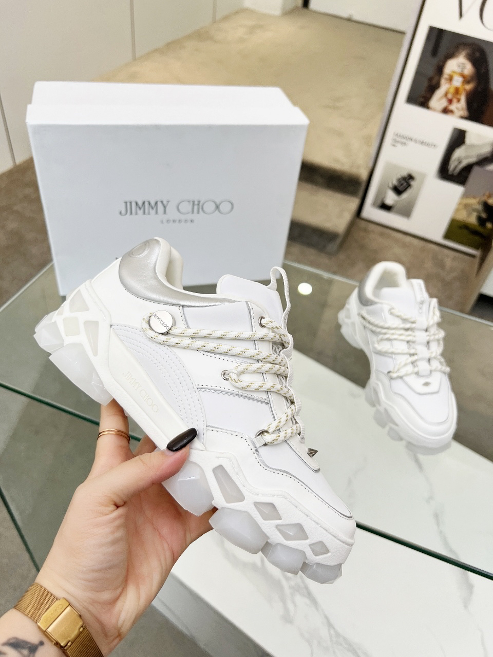 Jimmy Choo Diamond X II Dad Sneakers White