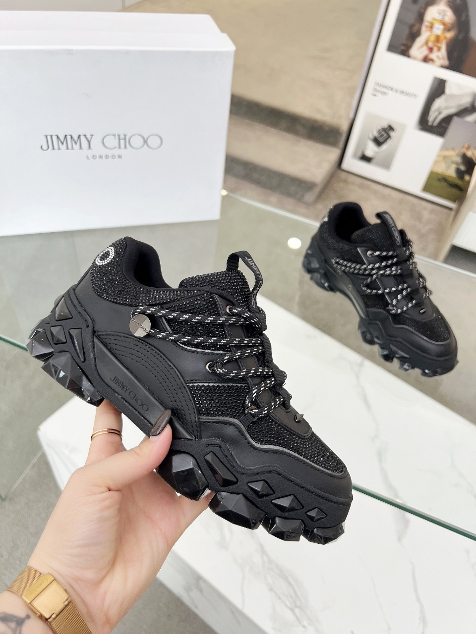 Jimmy Choo Diamond X II M Dad Sneakers Black
