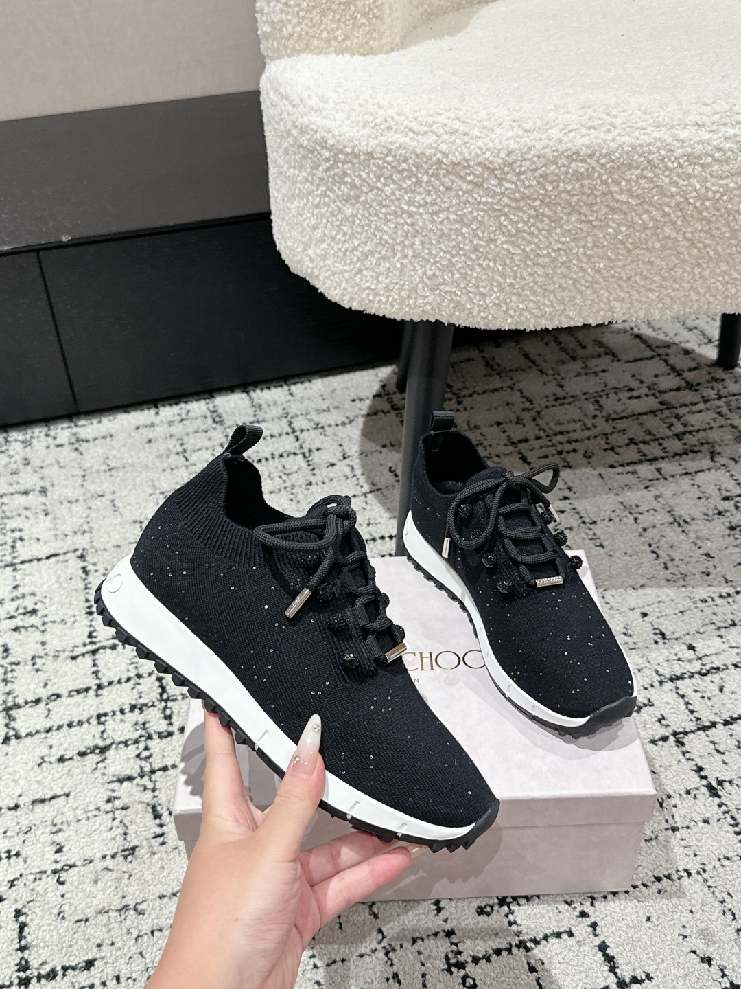 Jimmy Choo Knit Sock Sneakers Black