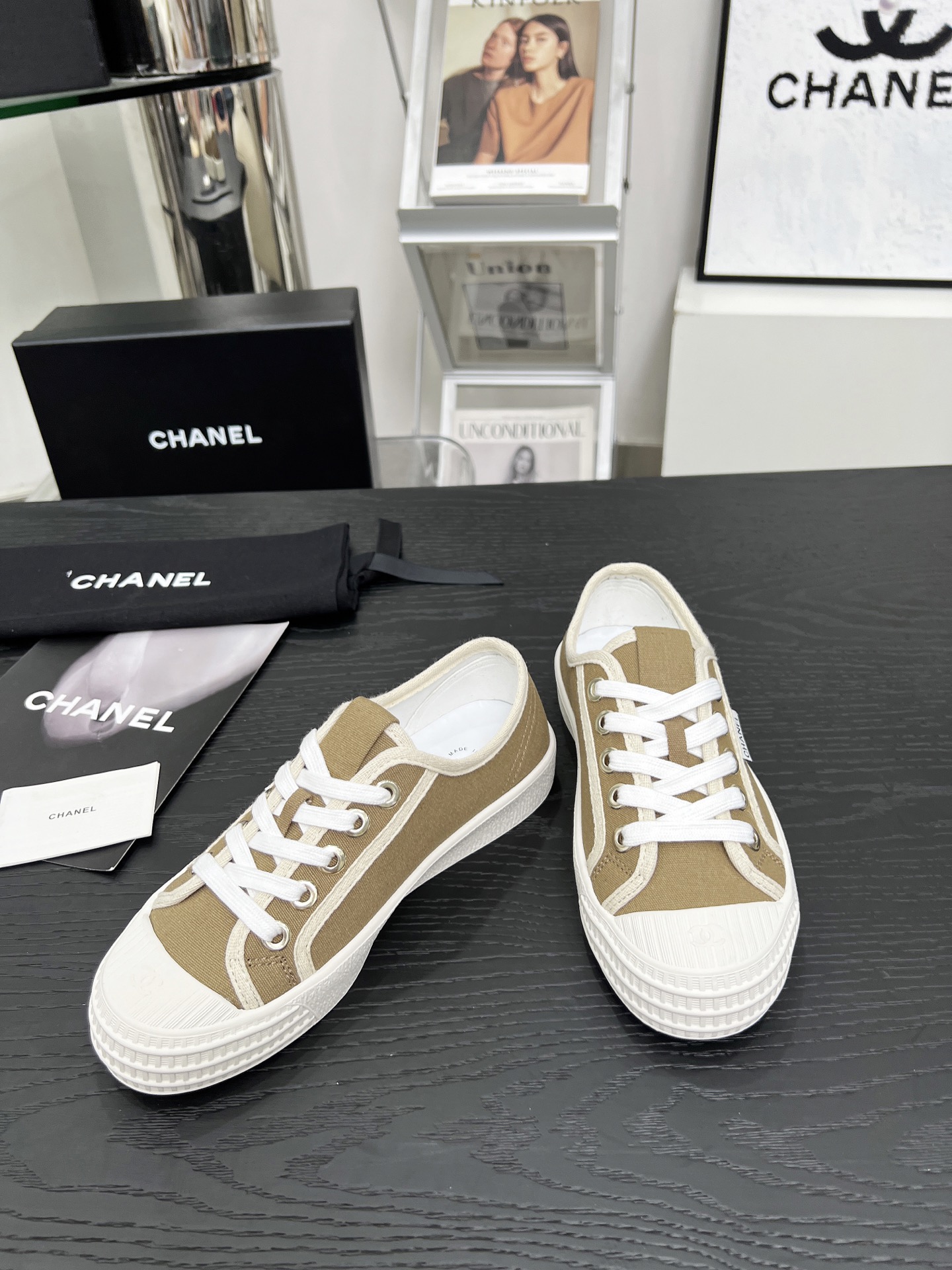 Chanel Vintage Canvas Sneakers Khaki