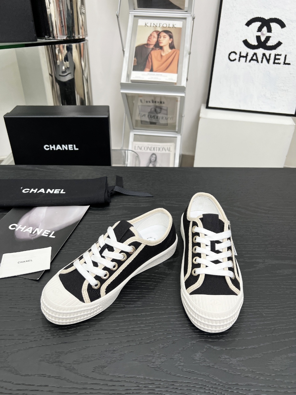 Chanel Vintage Canvas Sneakers Black