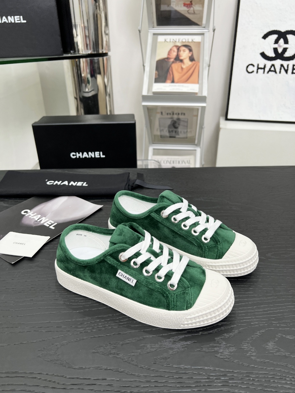 Chanel Vintage Suede Sneakers Green