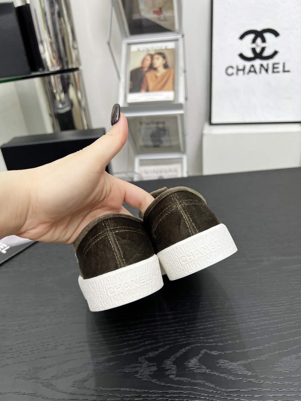Chanel Vintage Canvas Sneakers Olive