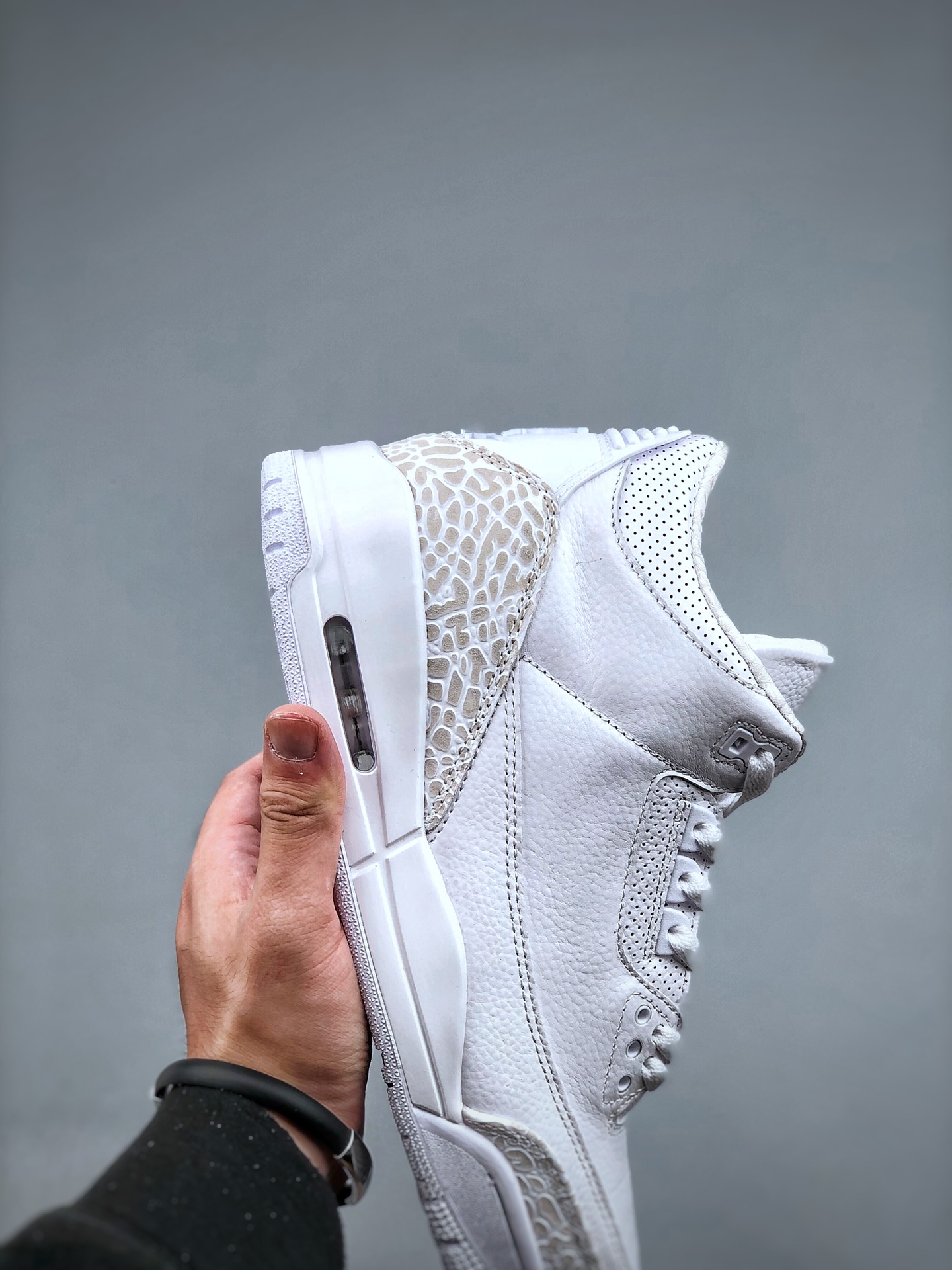 Jordan 3 Retro Pure White Leather Sneakers White