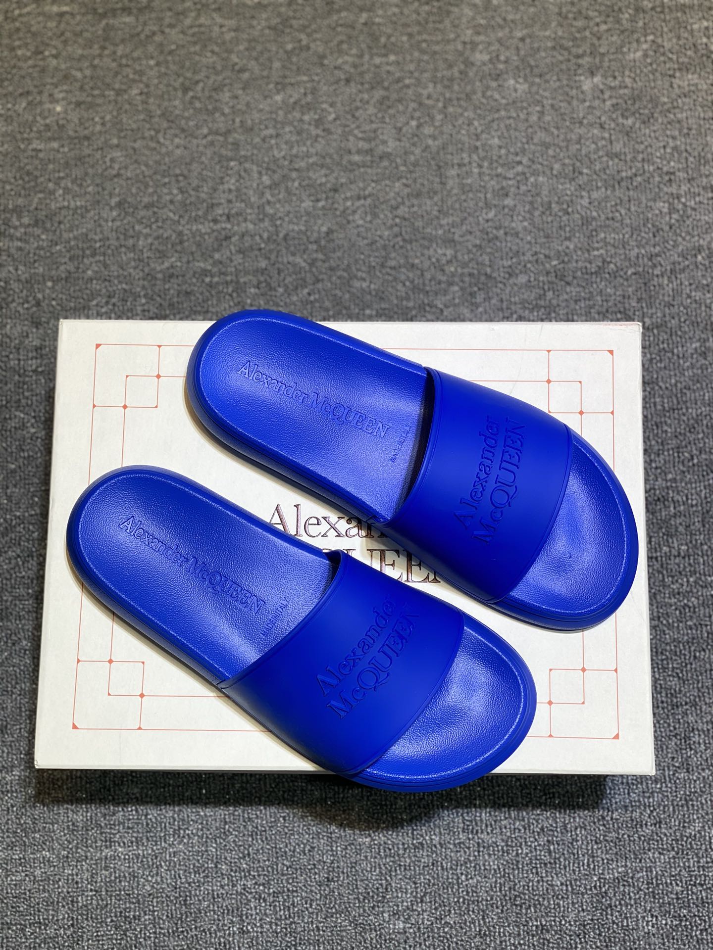 Alexander McQueen Logo Slides Blue