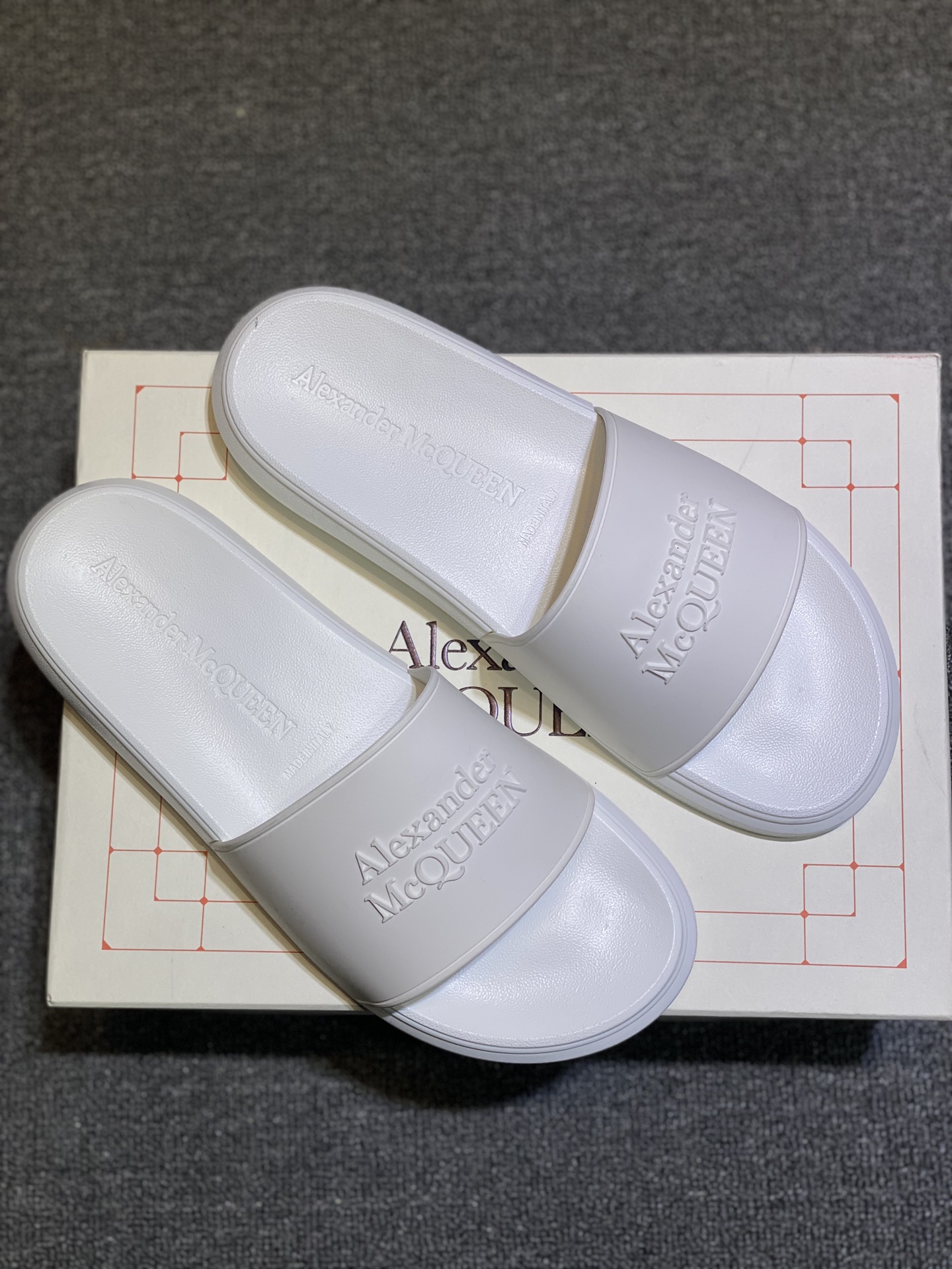 Alexander McQueen Logo Slides White