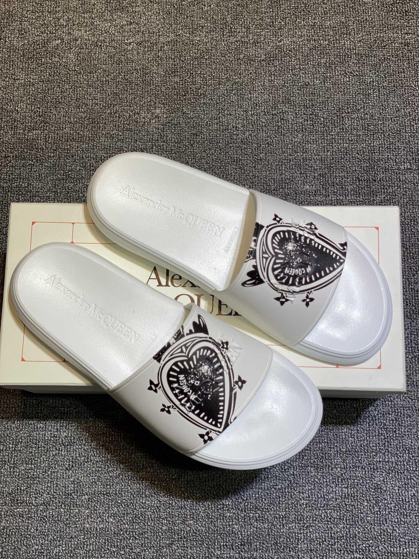 Alexander McQueen Graphic Slide Sandals White