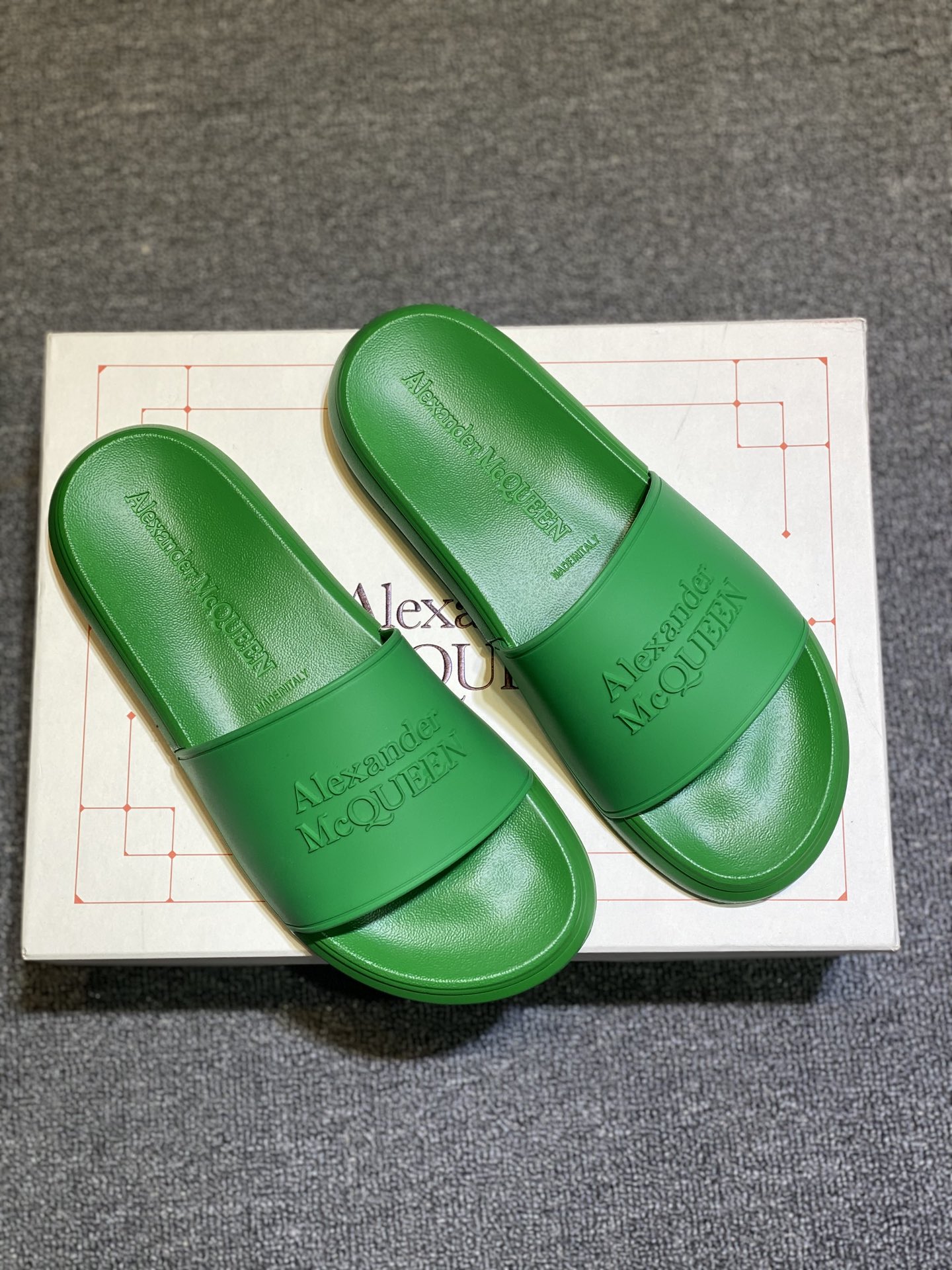 Alexander McQueen Logo Slide Sandals Green