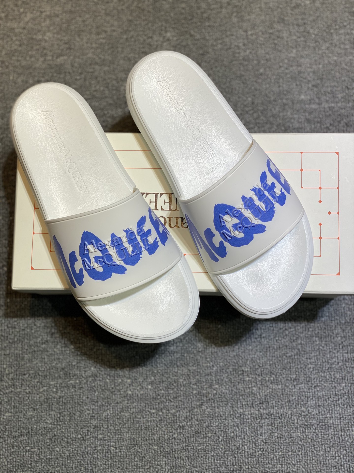 Alexander McQueen Logo Slides White