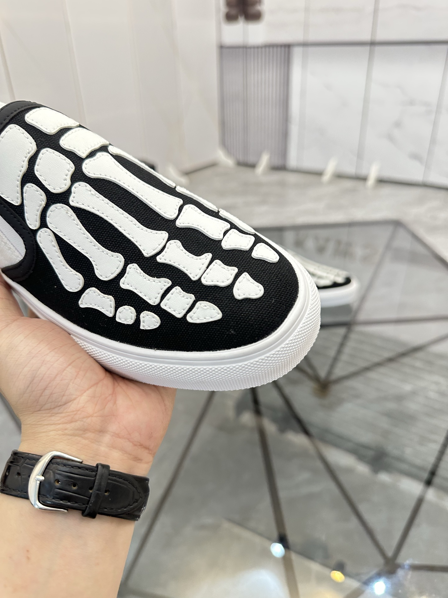 Amiri Skeleton Slip-On Sneakers Black/White