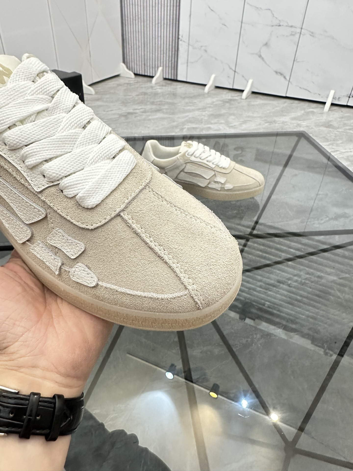 Amiri Low-Top Suede Sneakers Beige