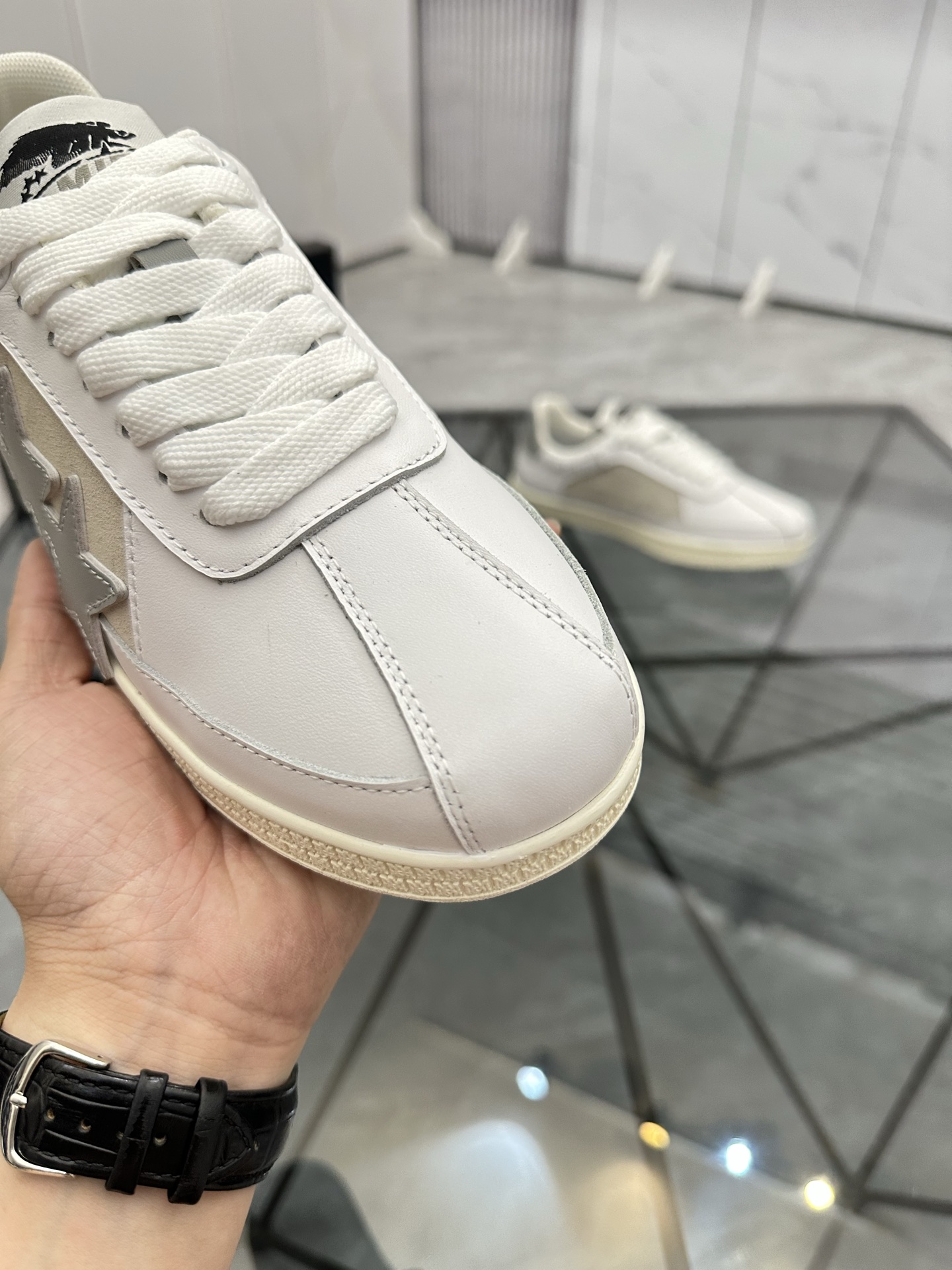 Amiri Star Panel Low-Top Sneakers White/Grey