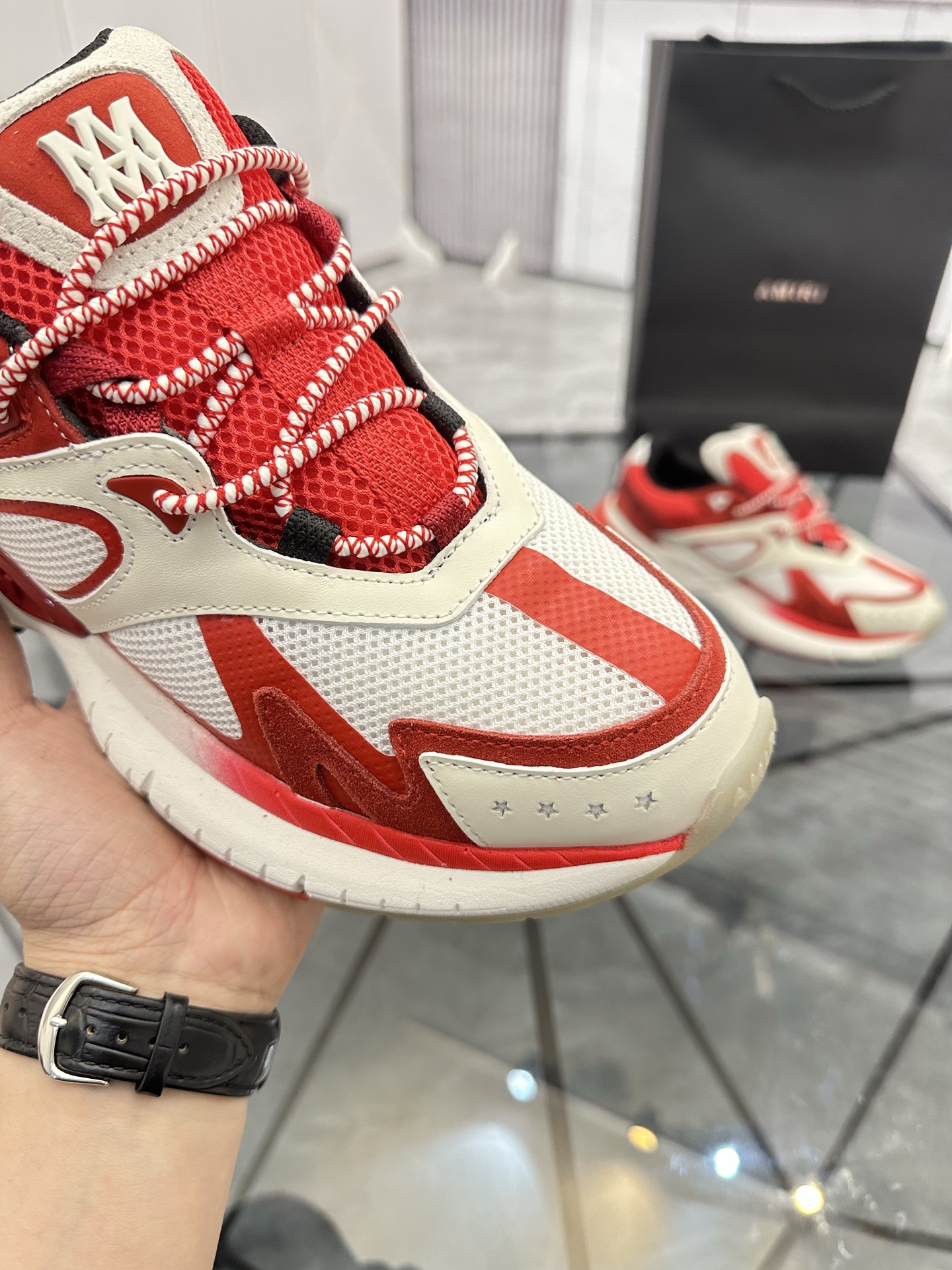 AMIRI Low-Top Casual Sneakers Red/White