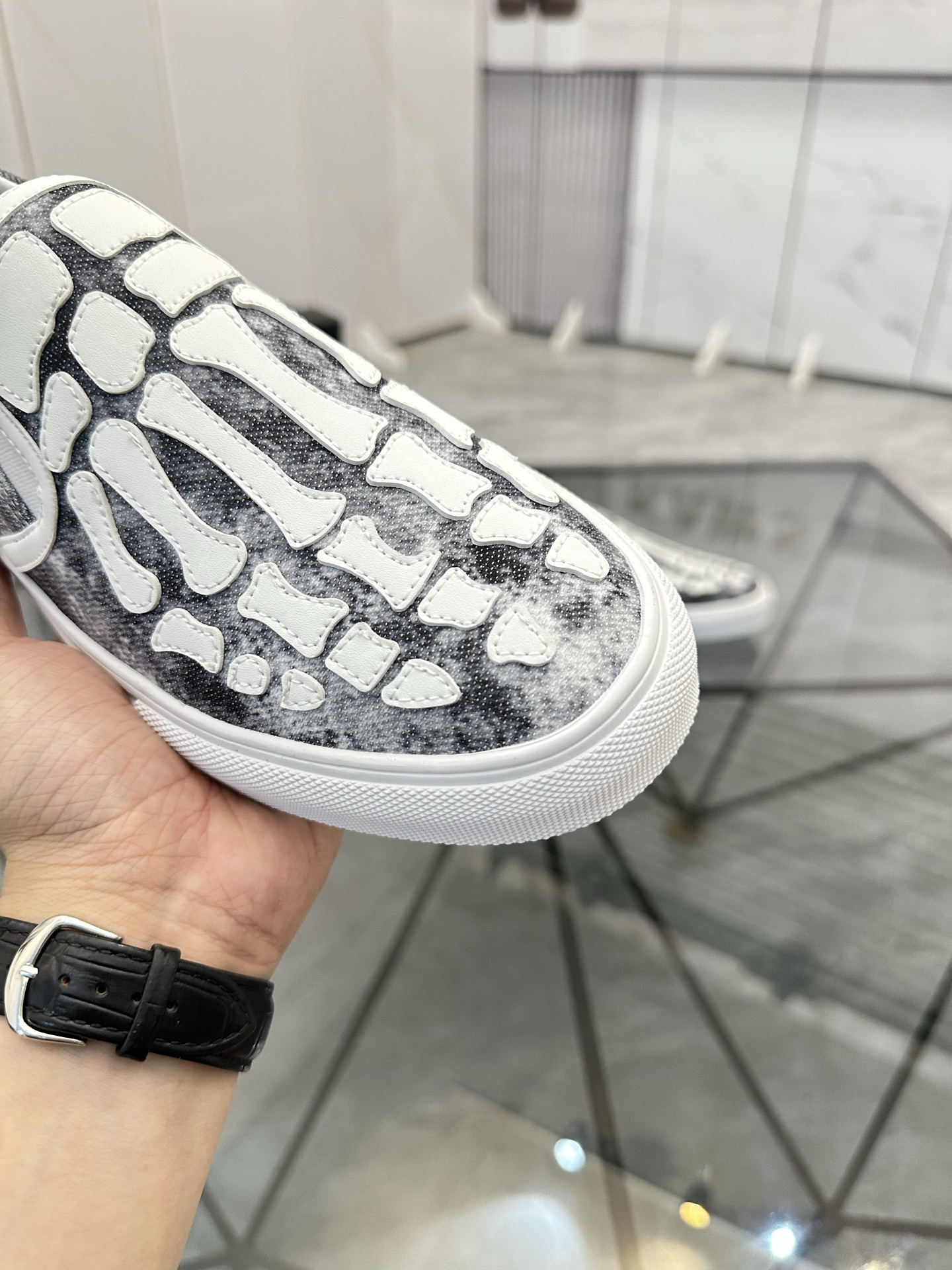 Amiri Skeleton Slip-On Shoes Black/White