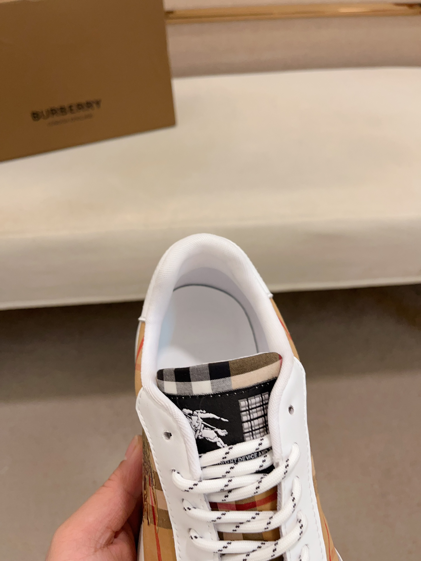 Burberry Vintage Check Leather Sneakers - Beige