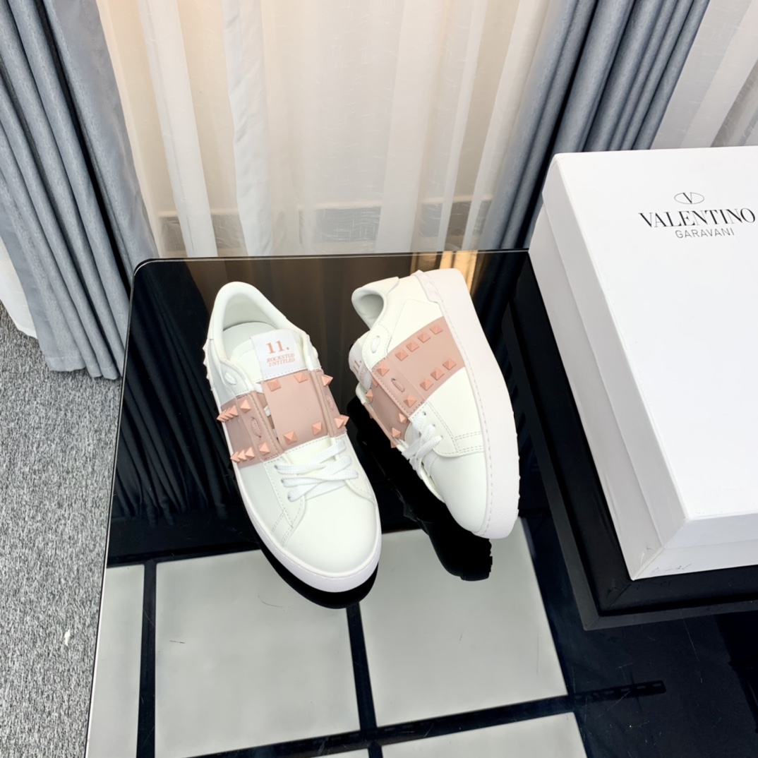 Valentino Rockstud Strap Sneakers White/Pink