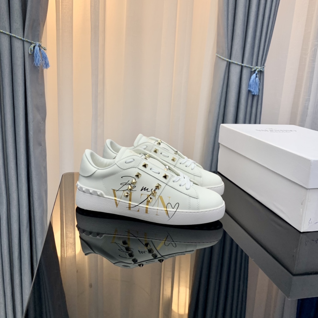 Valentino VLTN Stud Lace-Up Sneakers White