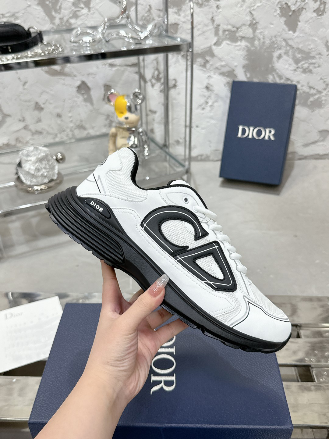 Dior B30 Reflective Dad Sneakers White/Black