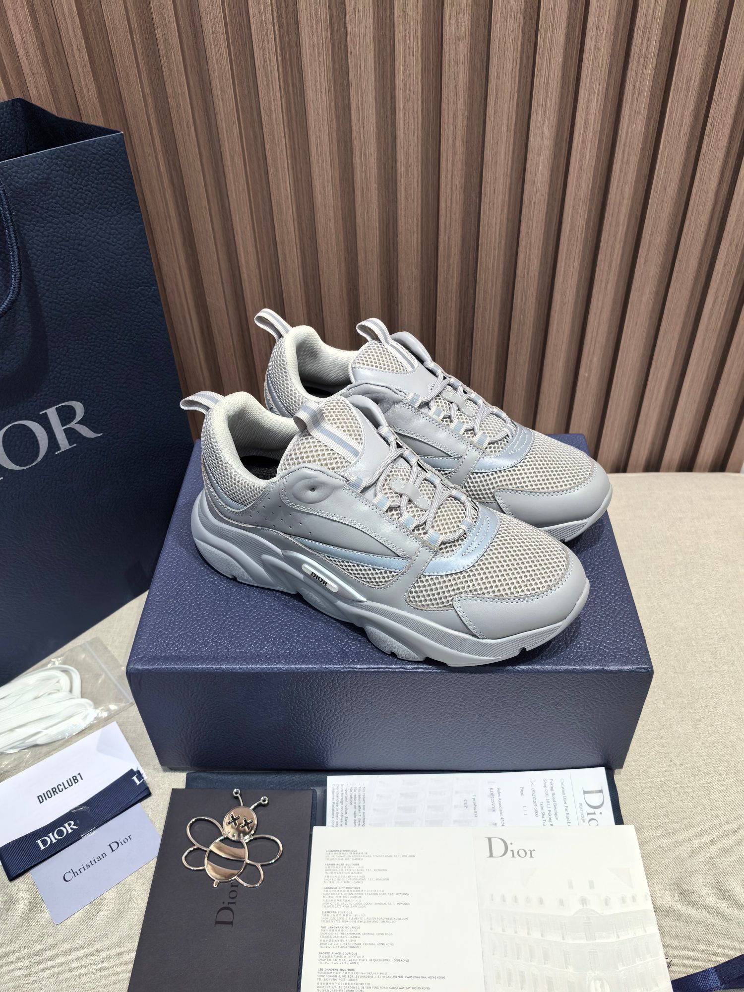Dior B22 Mesh Leather Sneakers Grey