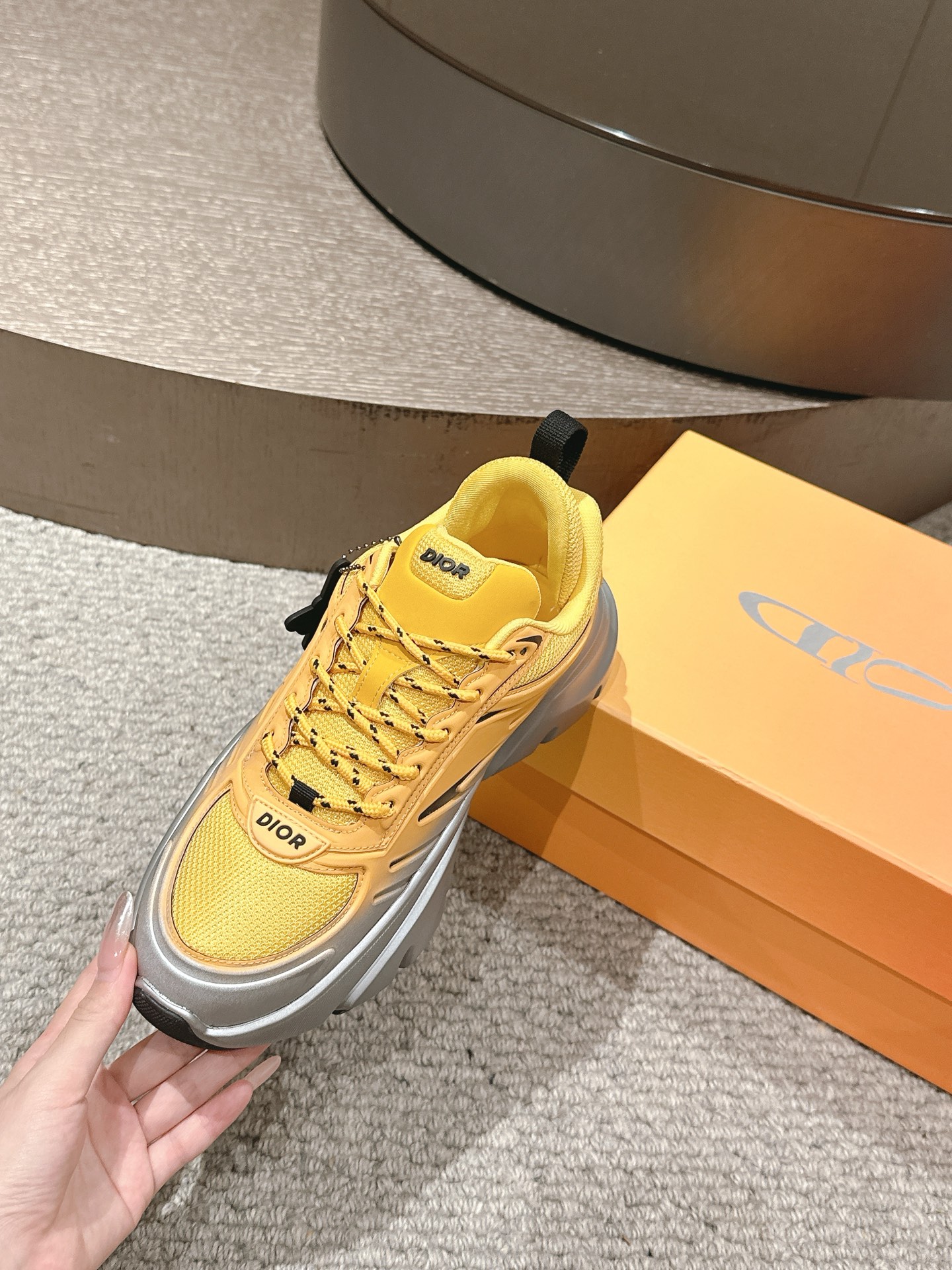 Dior B44 Gradient Mesh Dad Sneakers Yellow