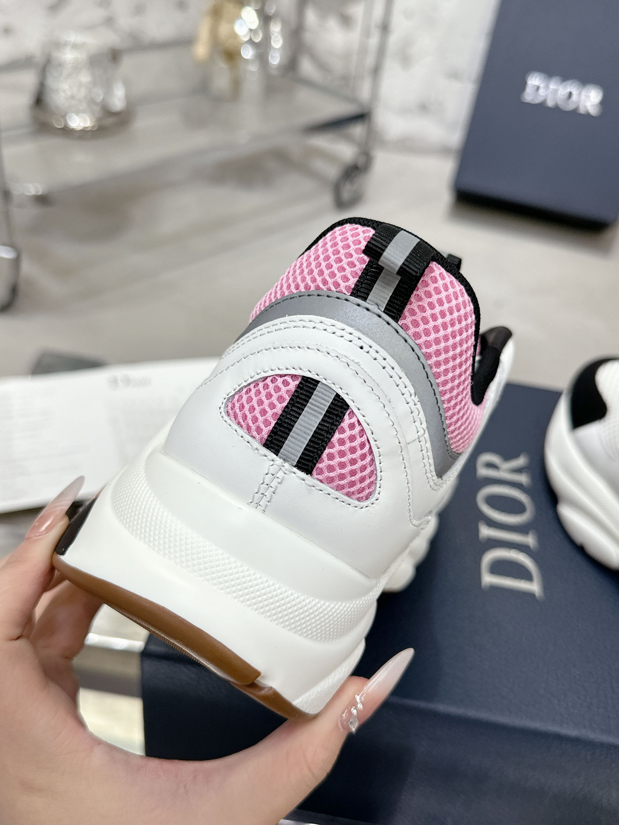 Dior B22 Mesh Sneakers White Pink