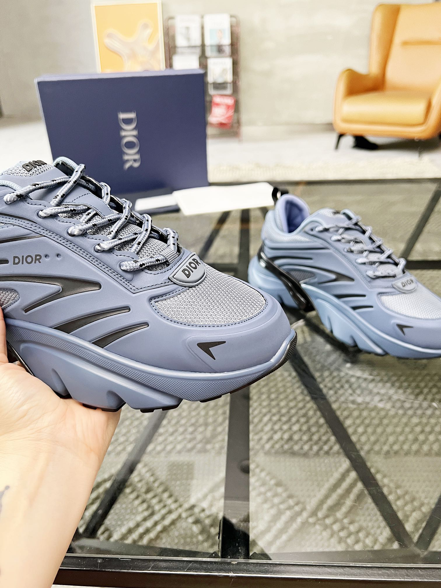 Dior B44 Blade Mesh Sneakers Gray-Blue