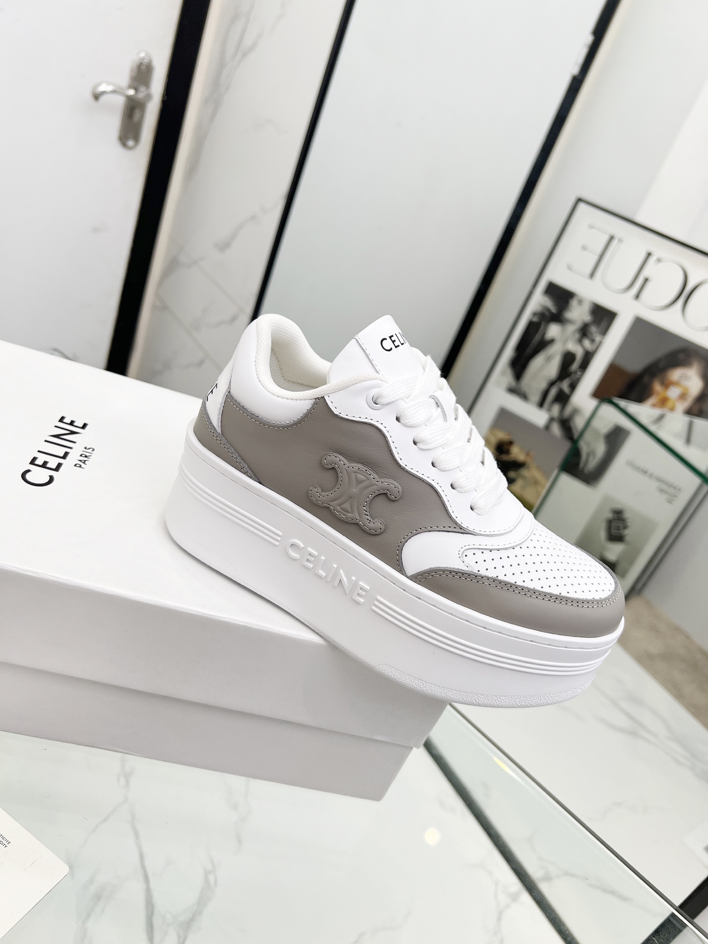 Celine Triomphe Wedge Sneakers Grey
