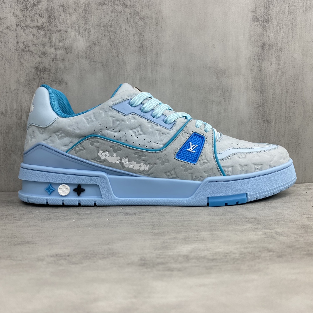 Louis Vuitton LV Trainer Leather Sneakers Blue