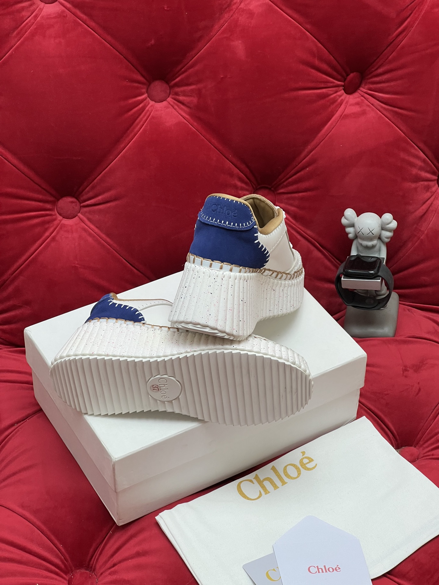 Chloe Platform Casual Sneakers White Blue