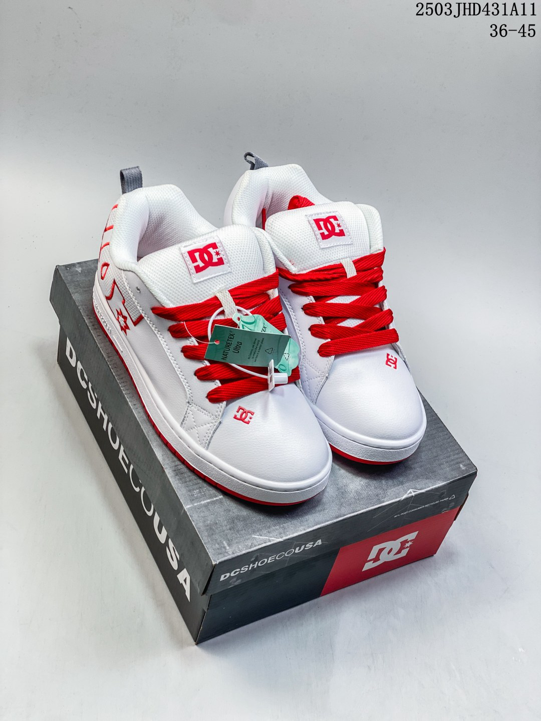 DC Shoes Low-Top Leather Sneakers White/Red