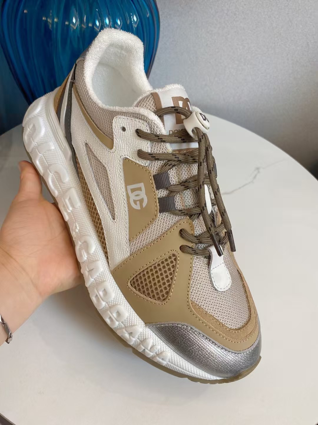 D&G Leather Mesh Sneakers Khaki