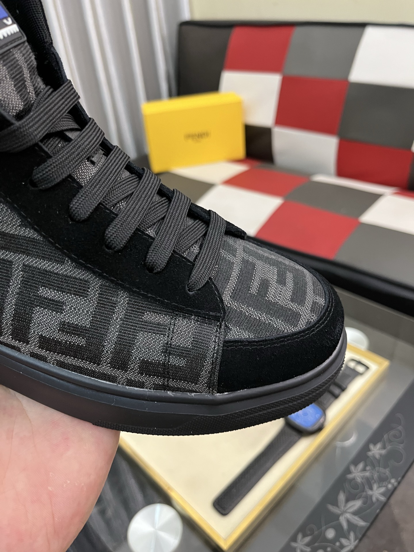 Fendi FF High-Top Sneakers Black