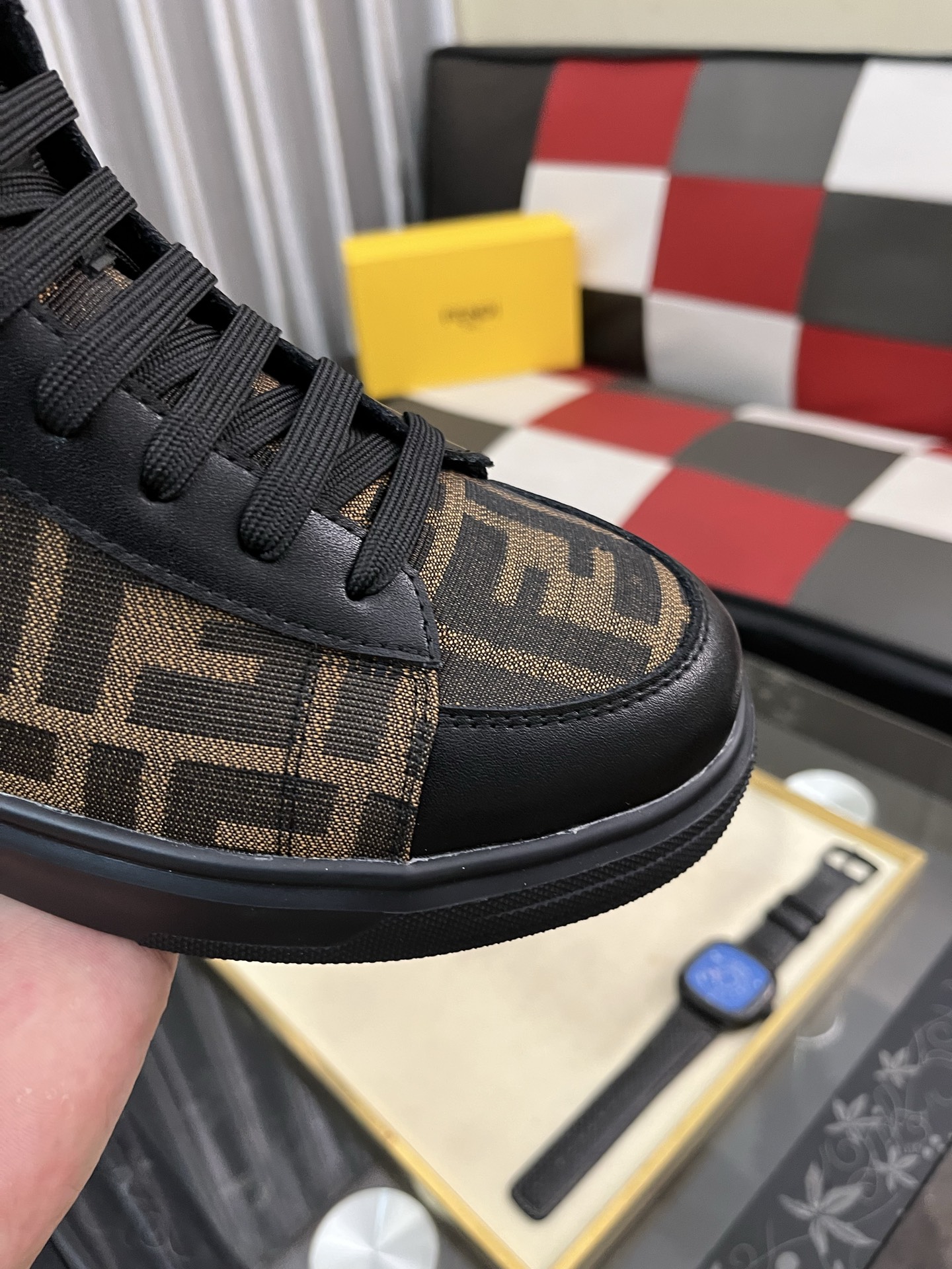 Fendi FF High-Top Sneakers Brown