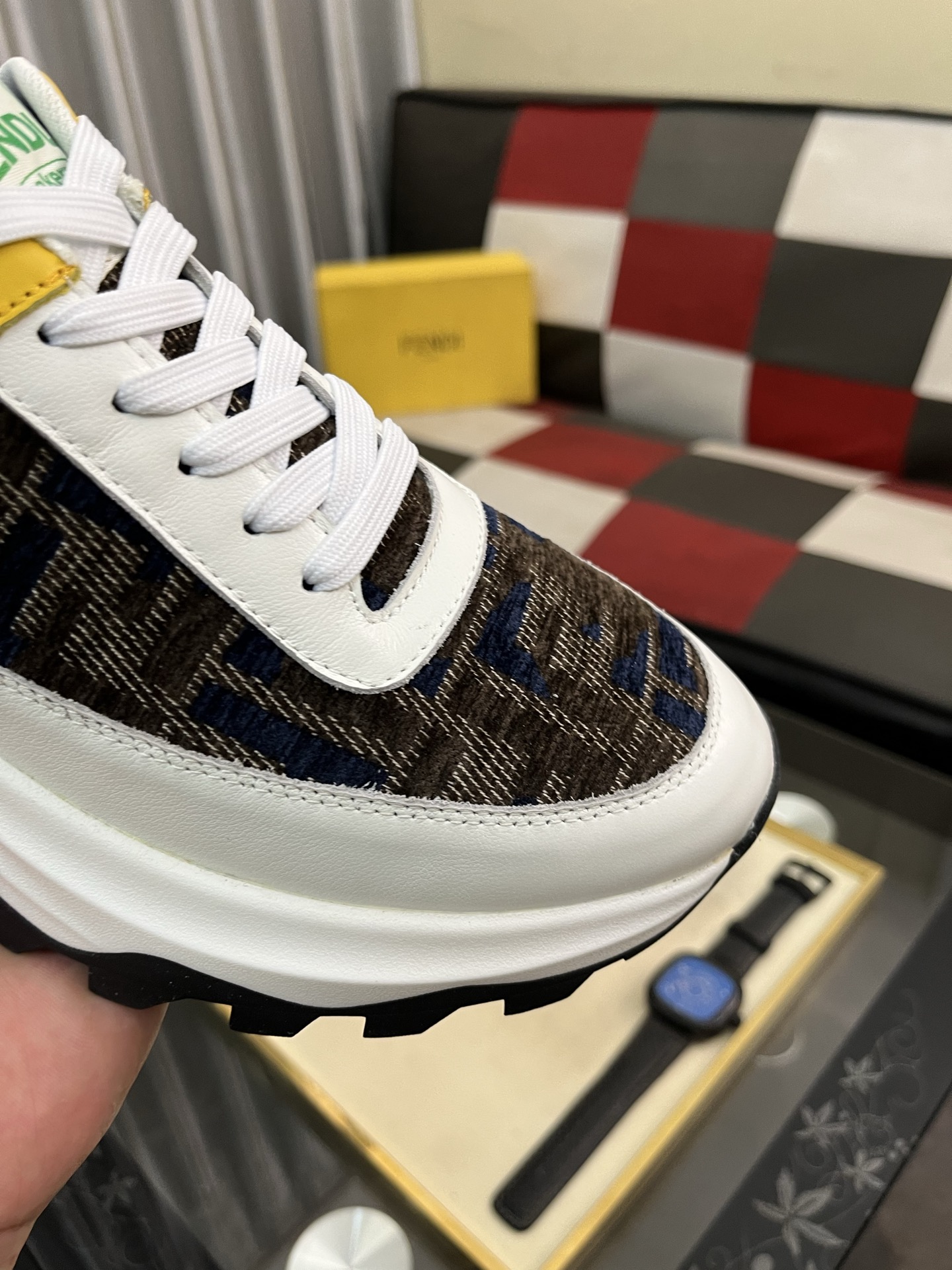 Fendi Leather Low-Top Sneakers Multicolor