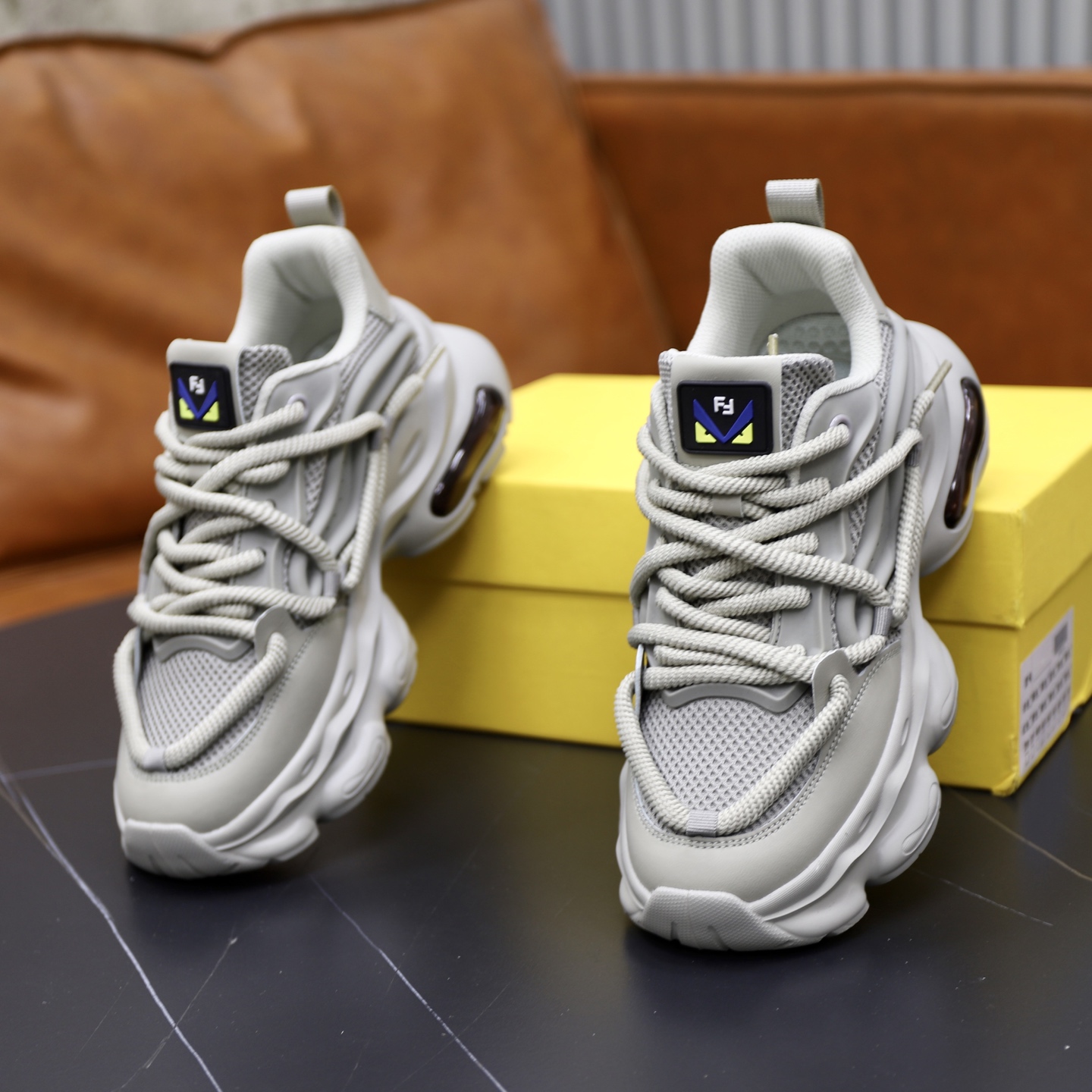 Fendi Breathable Mesh Chunky Sneakers Grey