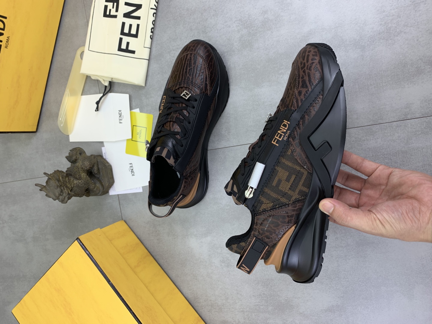 Fendi Flow Low-Top Sneakers Brown