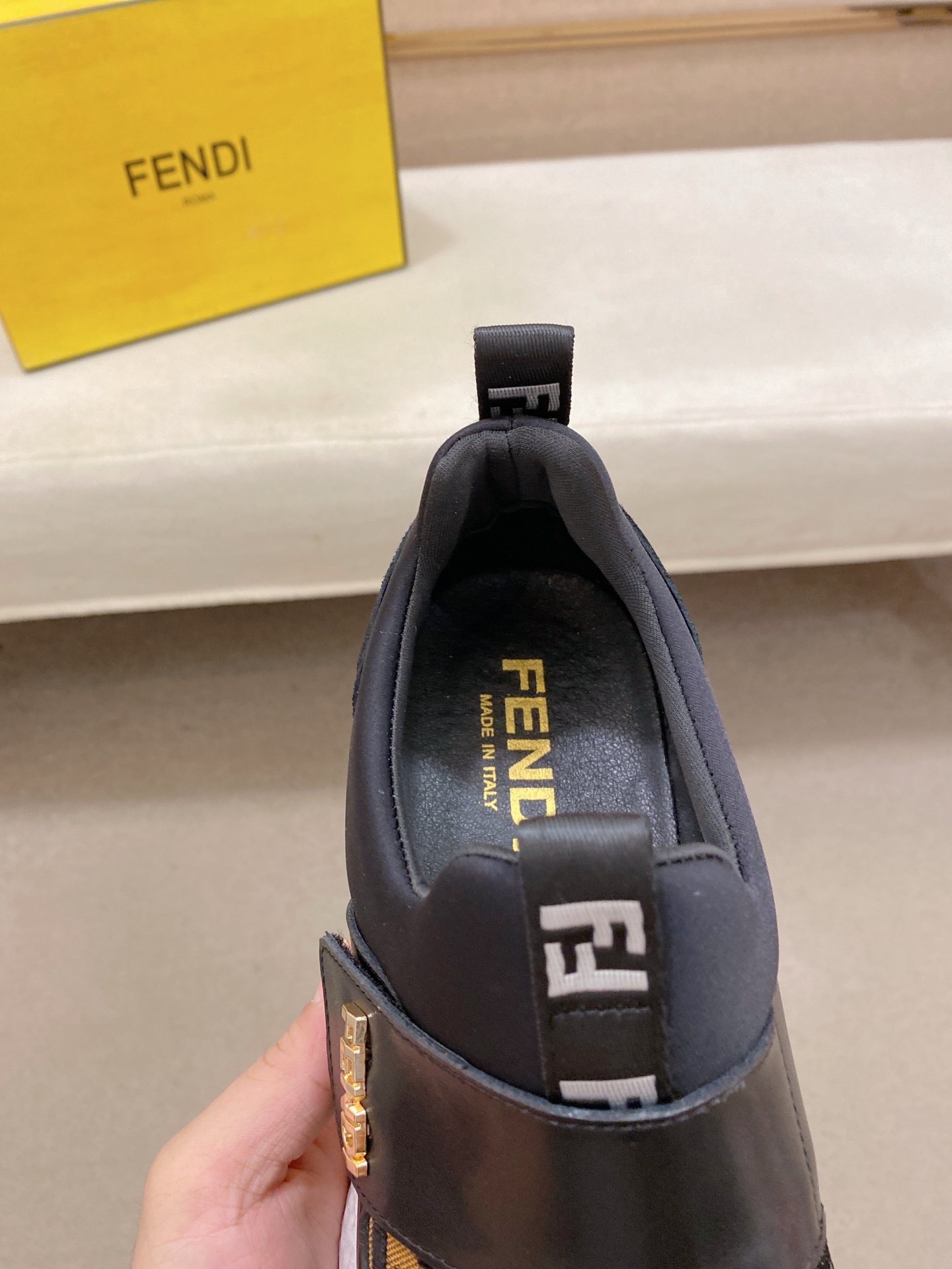 Fendi FF Knit Slip-On Sneaker Brown