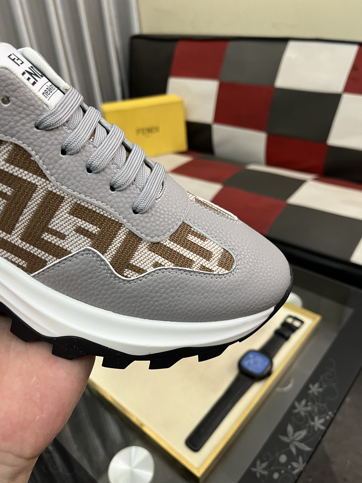 Fendi FF Knit Chunky Sneakers Gray
