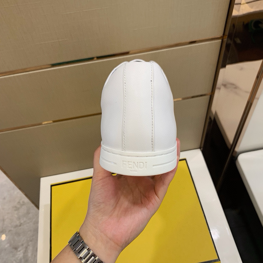 Fendi Leather Slip-On Sneakers White