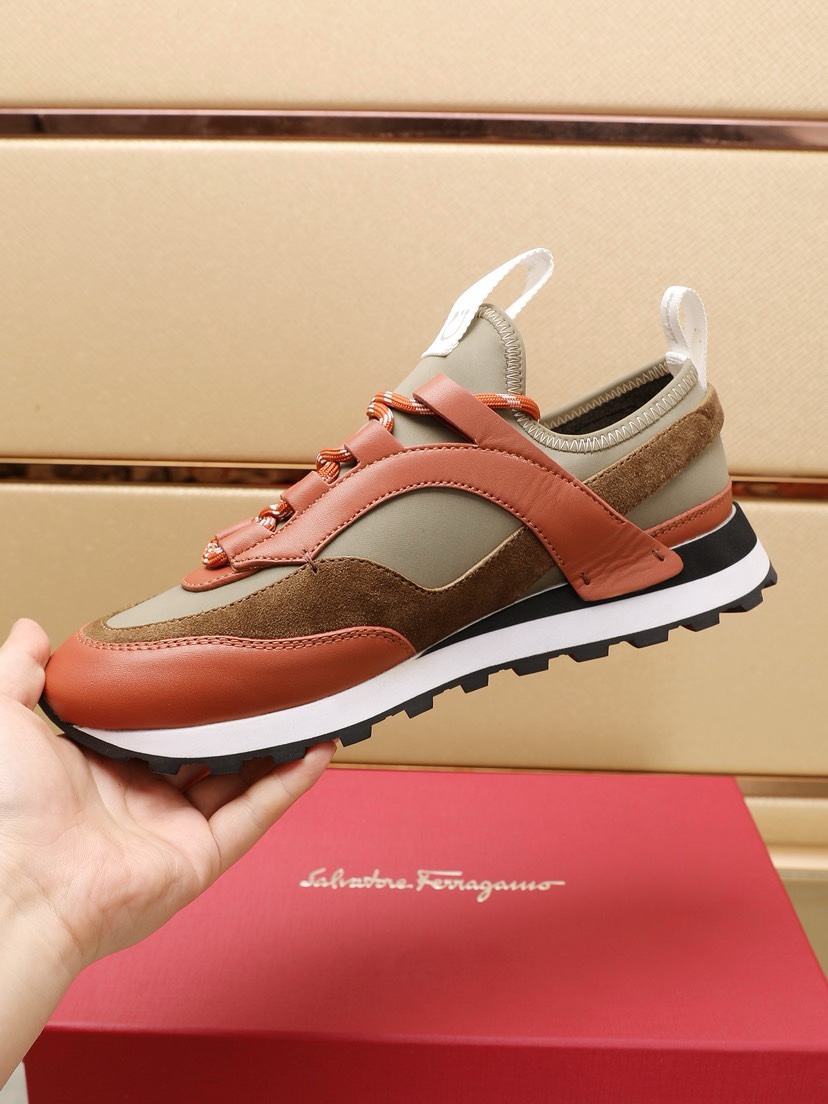 Ferragamo Leather Runner Sneakers Multi-Color