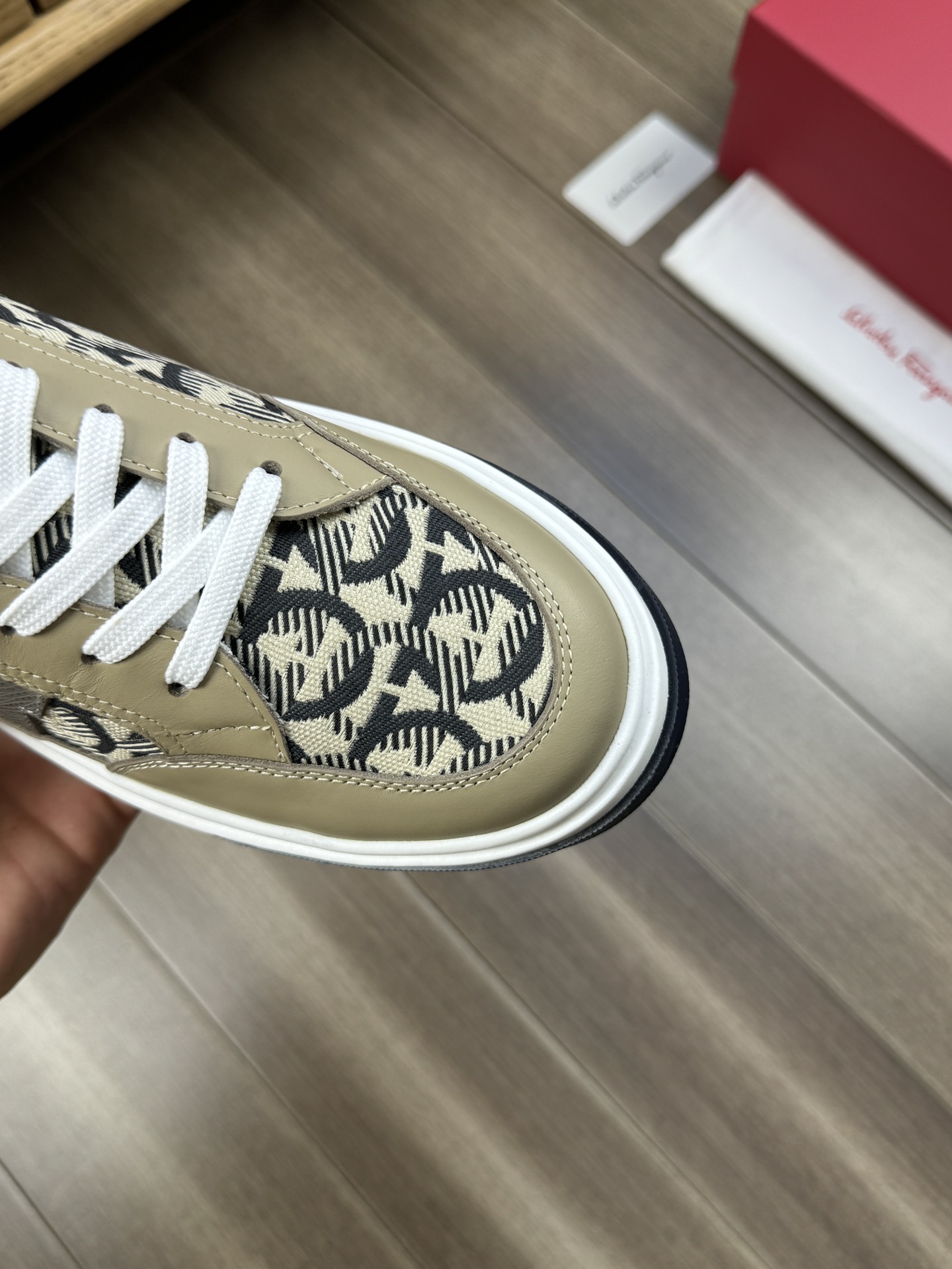 Ferragamo Gancini Canvas Sneakers Khaki