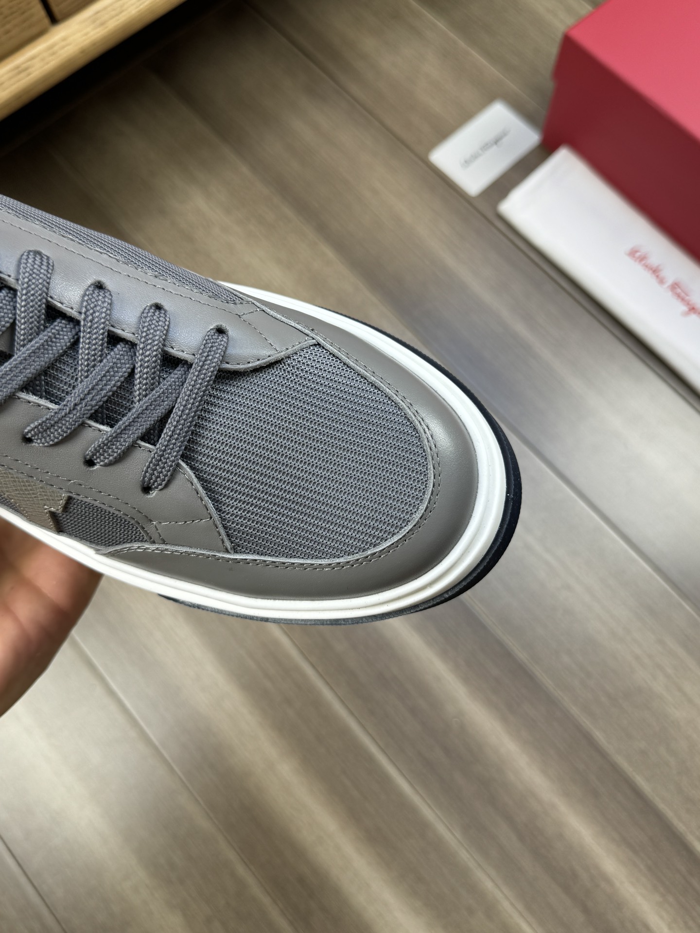 Ferragamo Logo Panel Sneakers Gray