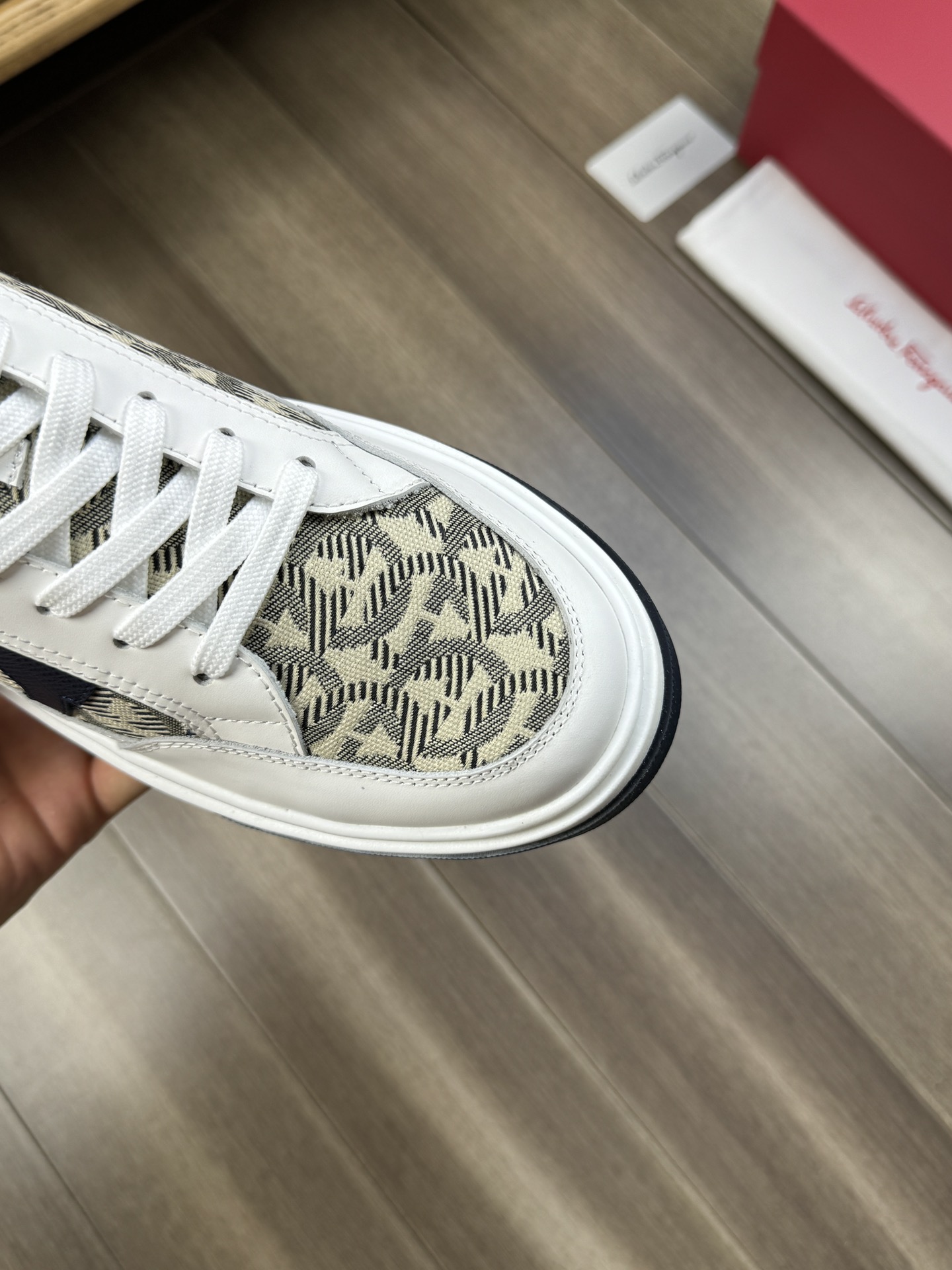 Ferragamo Monogram Low-Top Sneakers Navy