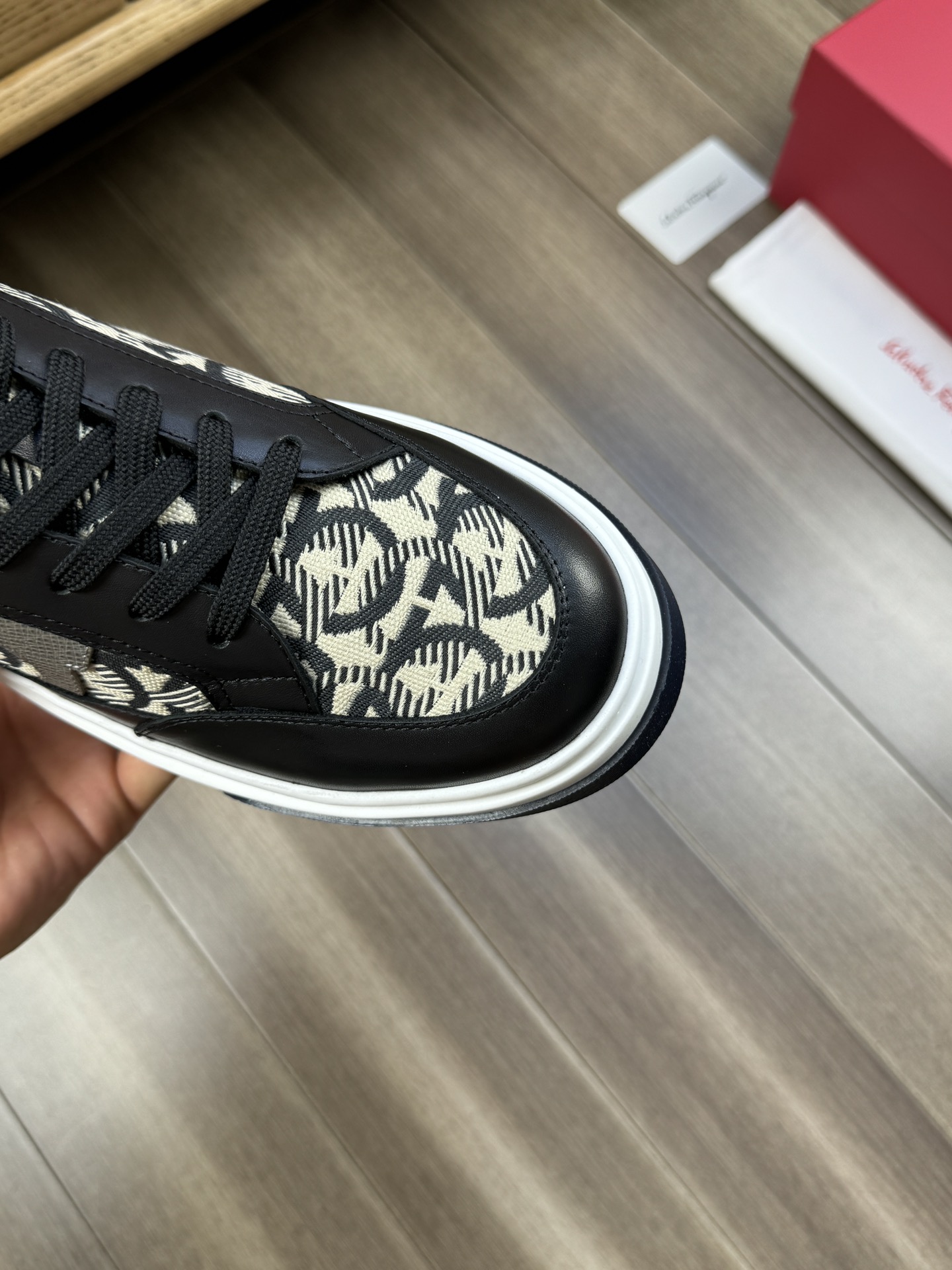 Ferragamo Logo Canvas Sneakers Black